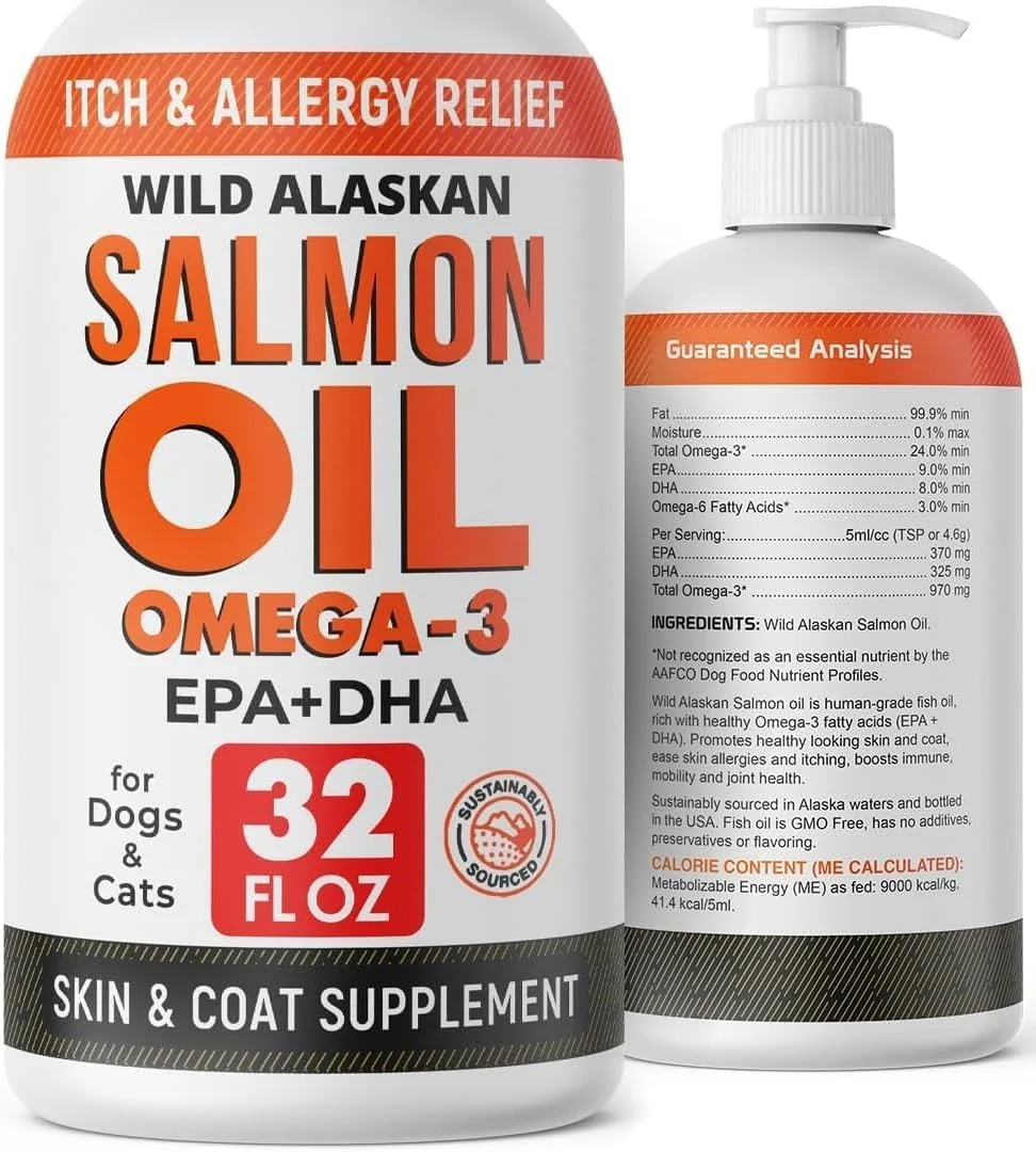 Innovative STRELLALAB 32 OZ Salmon Oil for Dogs Cats Omega-3 EPA DHA for Skin Coat Comfort Contemporary