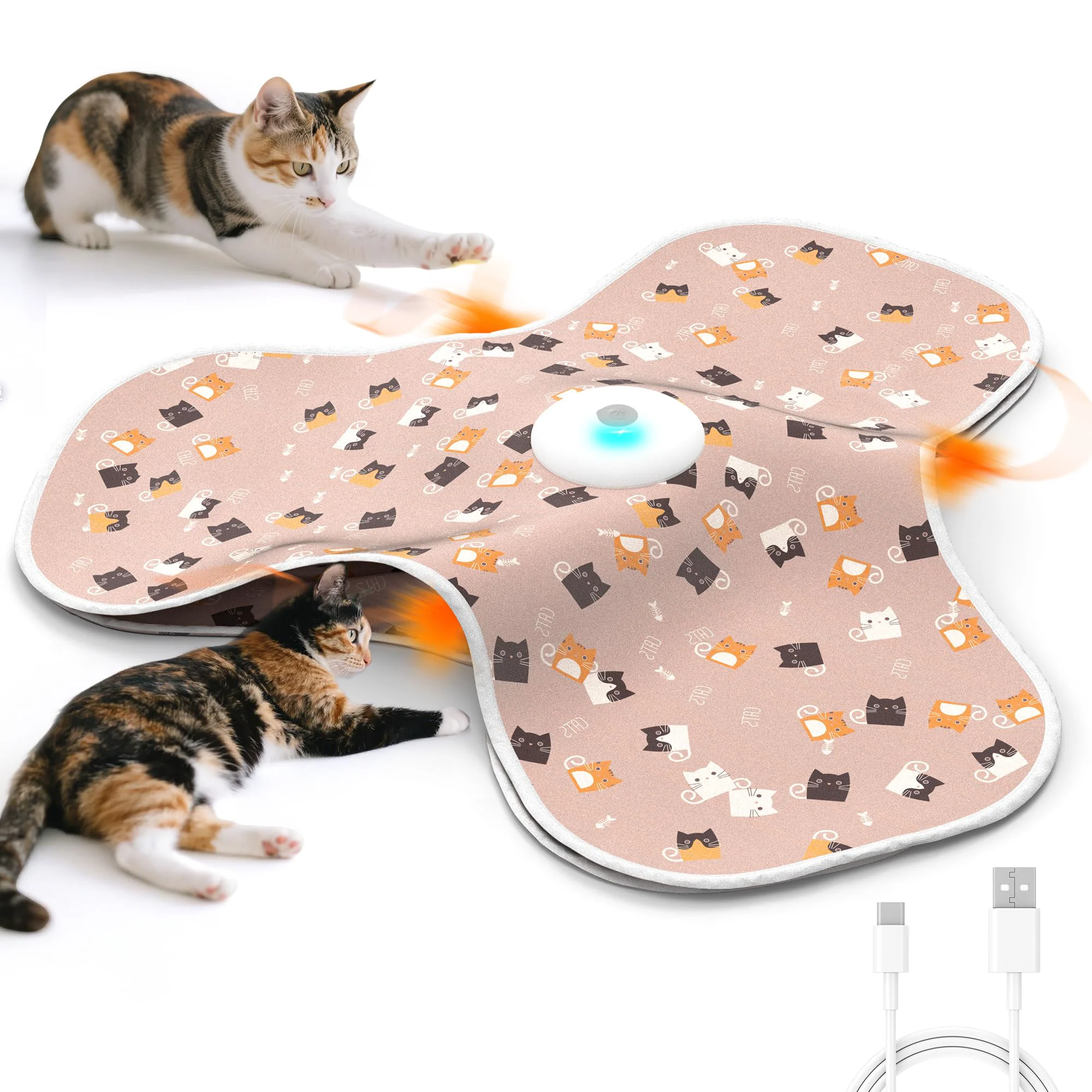 Reusable FUGODIWI Interactive Cat Toys for Indoor Cats – Pink Rechargeable Quiet Innovative