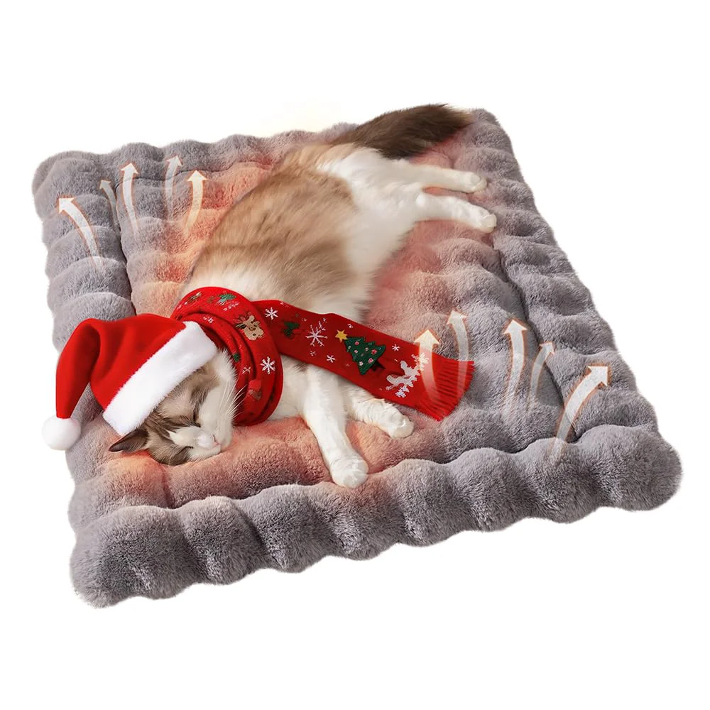 User-Friendly SOMAHE Plush Faux Fur Cat Dog Bed Mat – 27x20 in Grey Non-Slip Washable Genuine