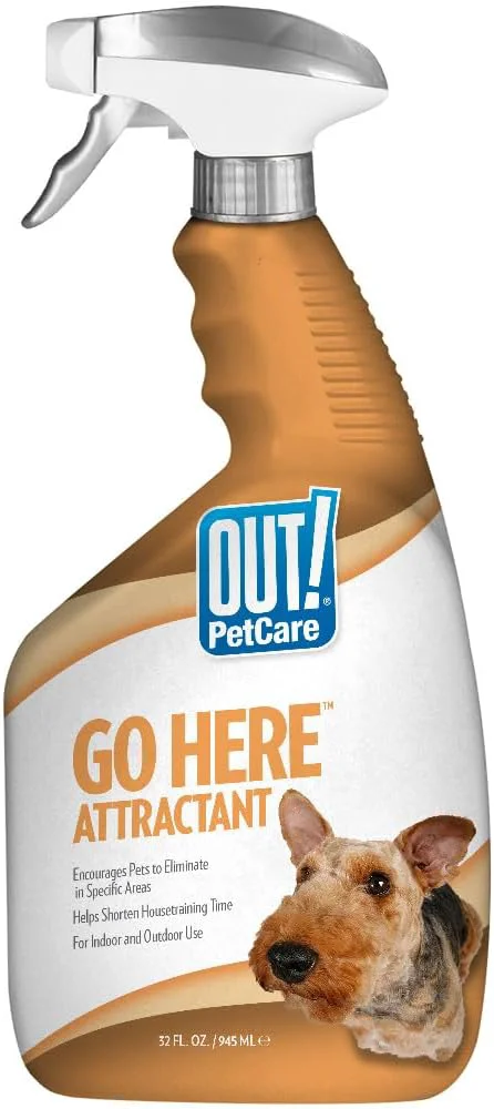 Official OUT PetCare Go Here Attractant Dog and Puppy Potty Training Spray Safe Exceptional