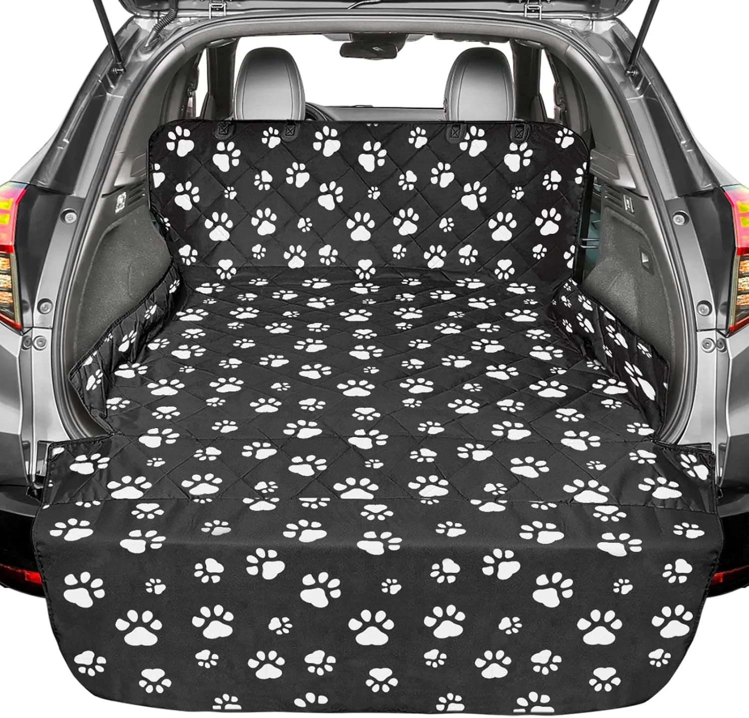 Fast F-color SUV Cargo Liner for Dogs Upgraded Extra Large Water Resistant Pet Cargo Cover Dog Seat Cover Mat for SUV Sedans Vans with Bumper Flap Protector Non-Slip Wear-Proof Universal Fit Paw Print Excellent