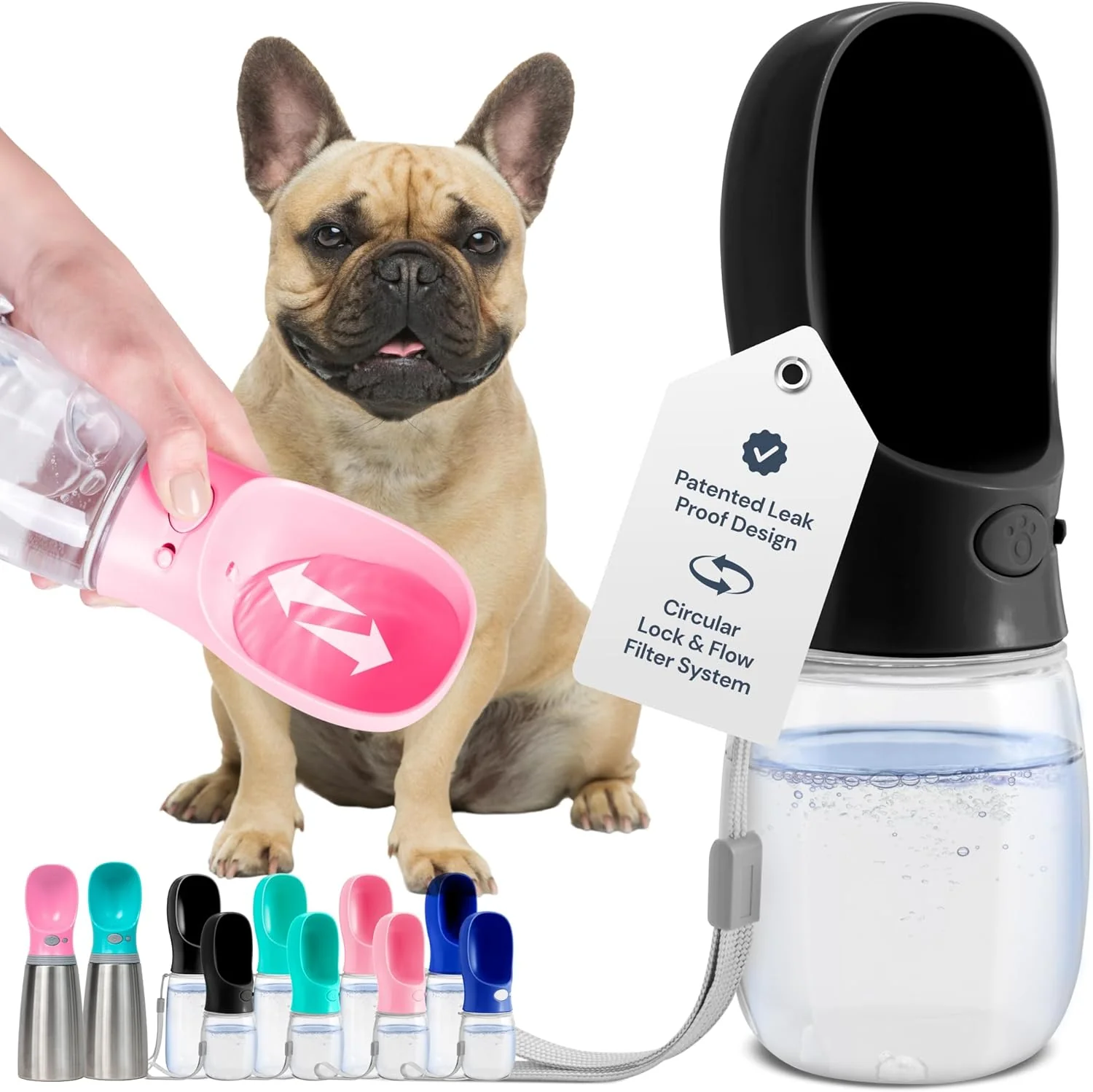 Expertly Made MalsiPree Trail Water Bottle for Dogs - 12oz Black - Portable Dog Water Bottle Bowl with Leak-Proof Plug Food-Grade Plastic One-Hand Operation for Pet Travel Hiking Quality
