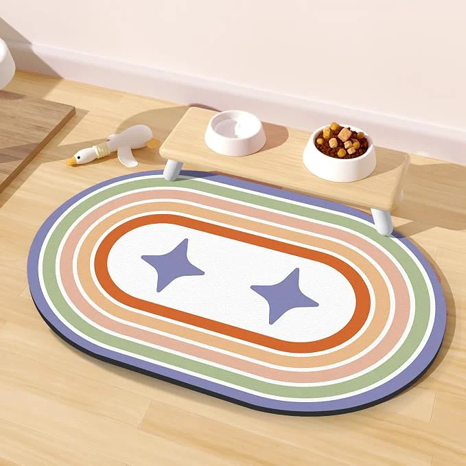 Casual Dog Feeding Mat 24''x16'' Absorbent Pet Food Mat No Stains Quick Dry Pet Clean