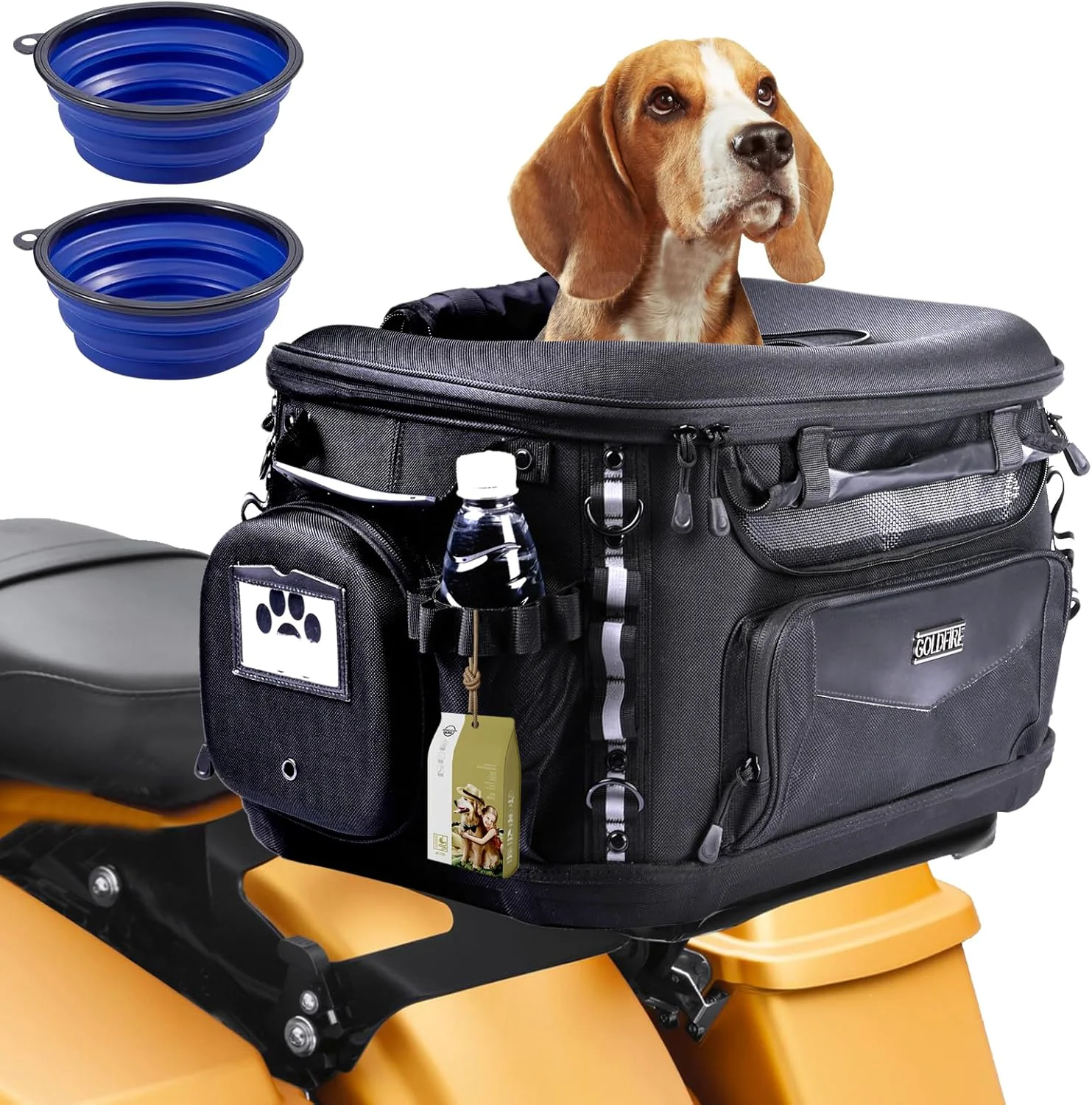 Sophisticated Motorcycle Dog Carrier Portable Pet Carrier Pet Travel Bag Cat Carrier Bag for Harley Street Glide Road King Touring Trike Can Am with Luggage Rack Passenger Seat Load Capacity 20lb Black Professional