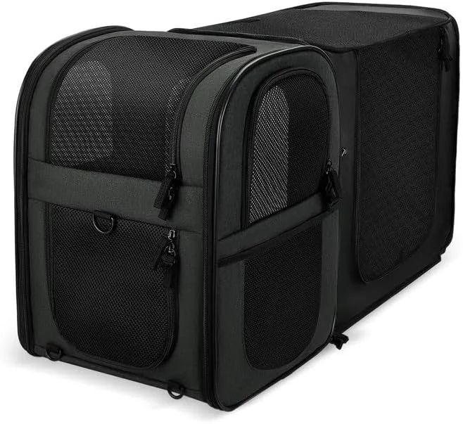 Pure Apollo Walker Pet Carrier Backpack for Large Small Cats and Dogs Puppies Safety Features and Cushion Back Support for Travel Hiking Outdoor Use Black-Expandable Versatile