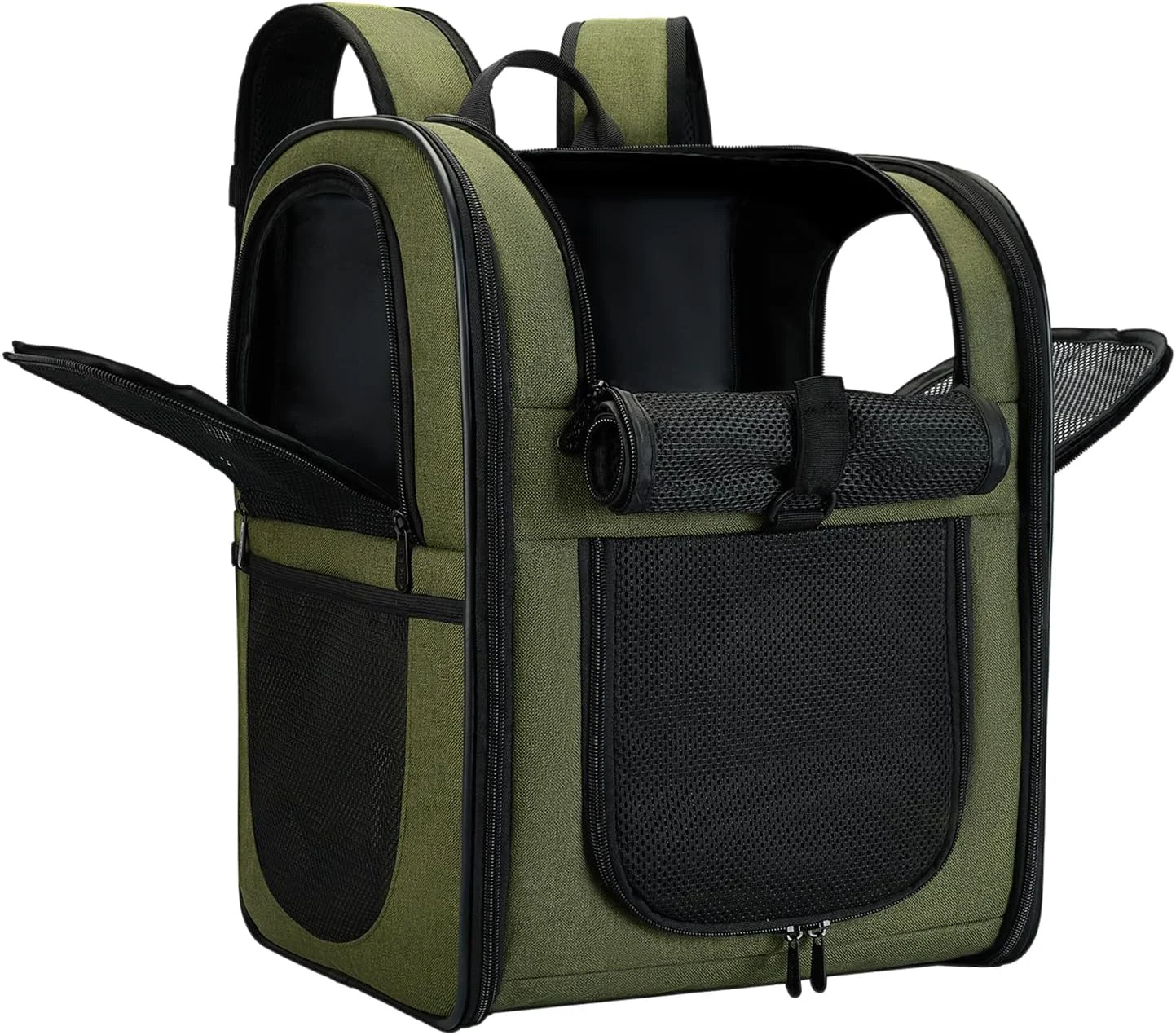 Effective Apollo Walker Dog Cat Carrier Backpack for 4-15lb Pets - Ventilated Safe Design with Padded Back Support Breathable Mesh Pet Backpack for Hiking Travel Outdoor Green Casual