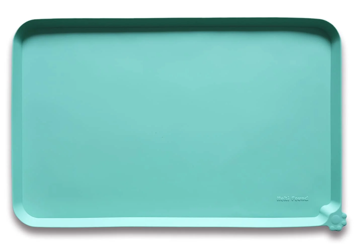 Prestigious Hoki Found Large Silicone Non-Slip Pet Food Mats - 24x16 Inches Waterproof Feeding Tray - Cool Mint Trendy