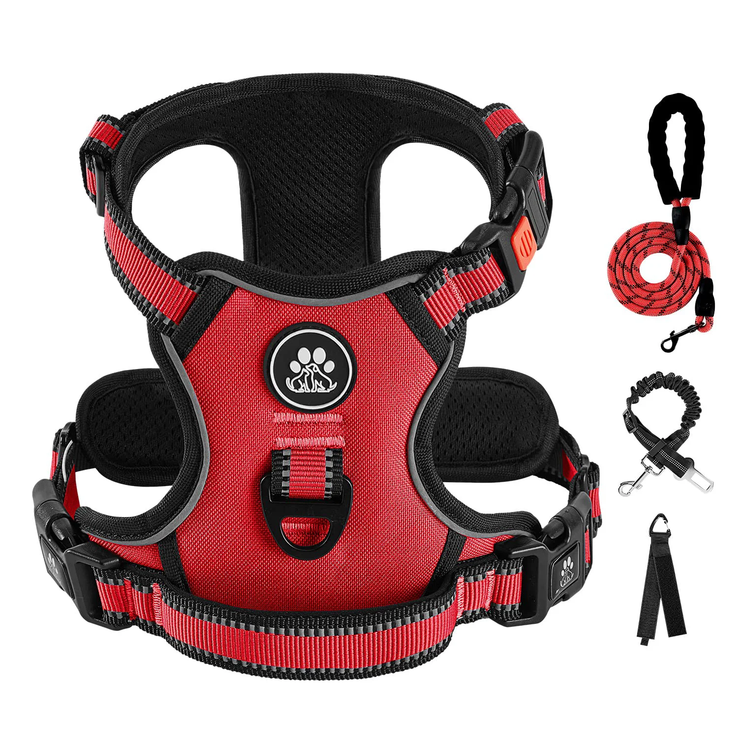 Sustainable IVY LANE No Pull Harness for Large Dogs - Front Back Clips Reflective Adjustable Red L Official