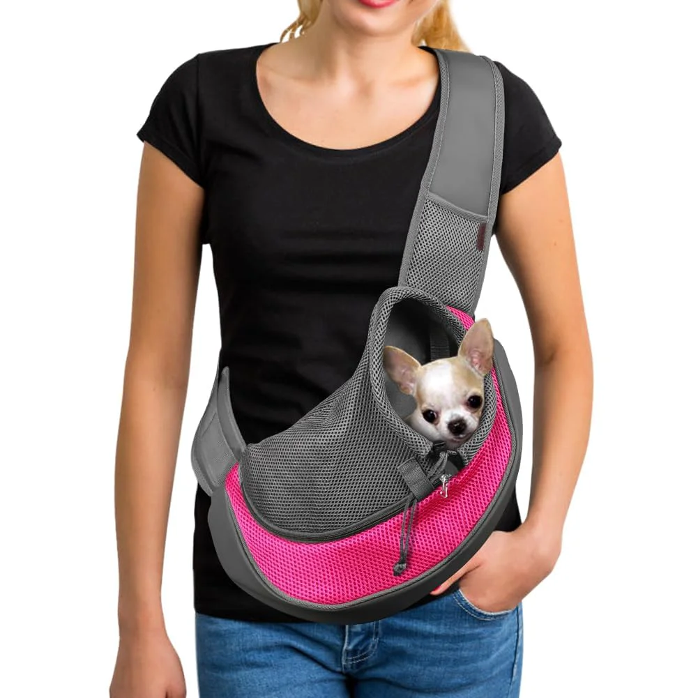 Flexible YUDODO Pet Sling Carrier for Small Dogs Cats – Pink 1.0 L Hands- Carrier with Safety Hook Reflective Strip World-Class