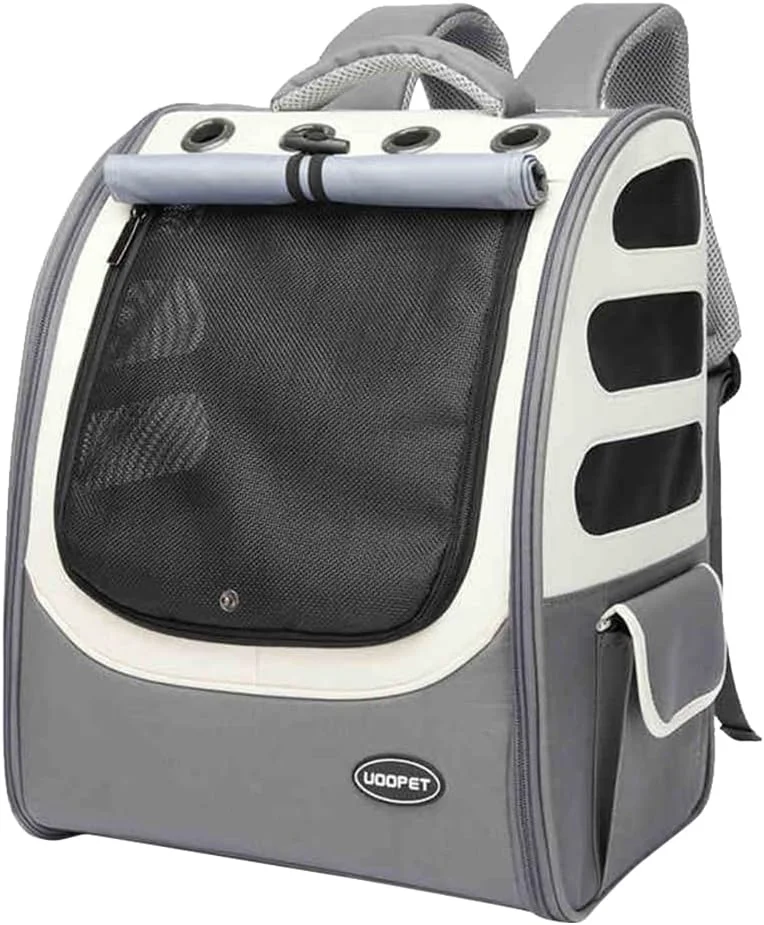 Eco-Friendly Dog Backpack Ventilated Pet Hiking Backpack Travel Bag Airline Cat Backpack for Travel Hiking Outdoor Use Gray Versatile