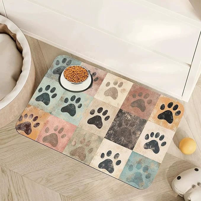 High-Grade Cute Cat Paw Print Dog Food Mat Expertly Made