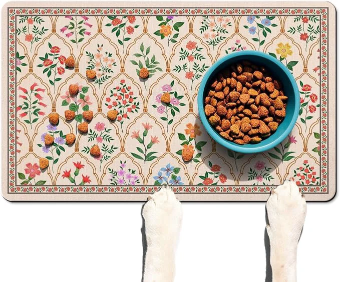 Traditional Absorbent Pet Dog Bowl Mat for Food and Water Pet Cat Food Feeding Mat Recyclable
