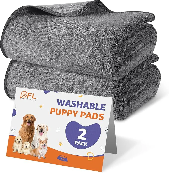 Long-Lasting Washable Dog Pee Pads 36x36 2Pack Reusable Puppy Pads Absorb Dog Mats Non-Slip Consistent