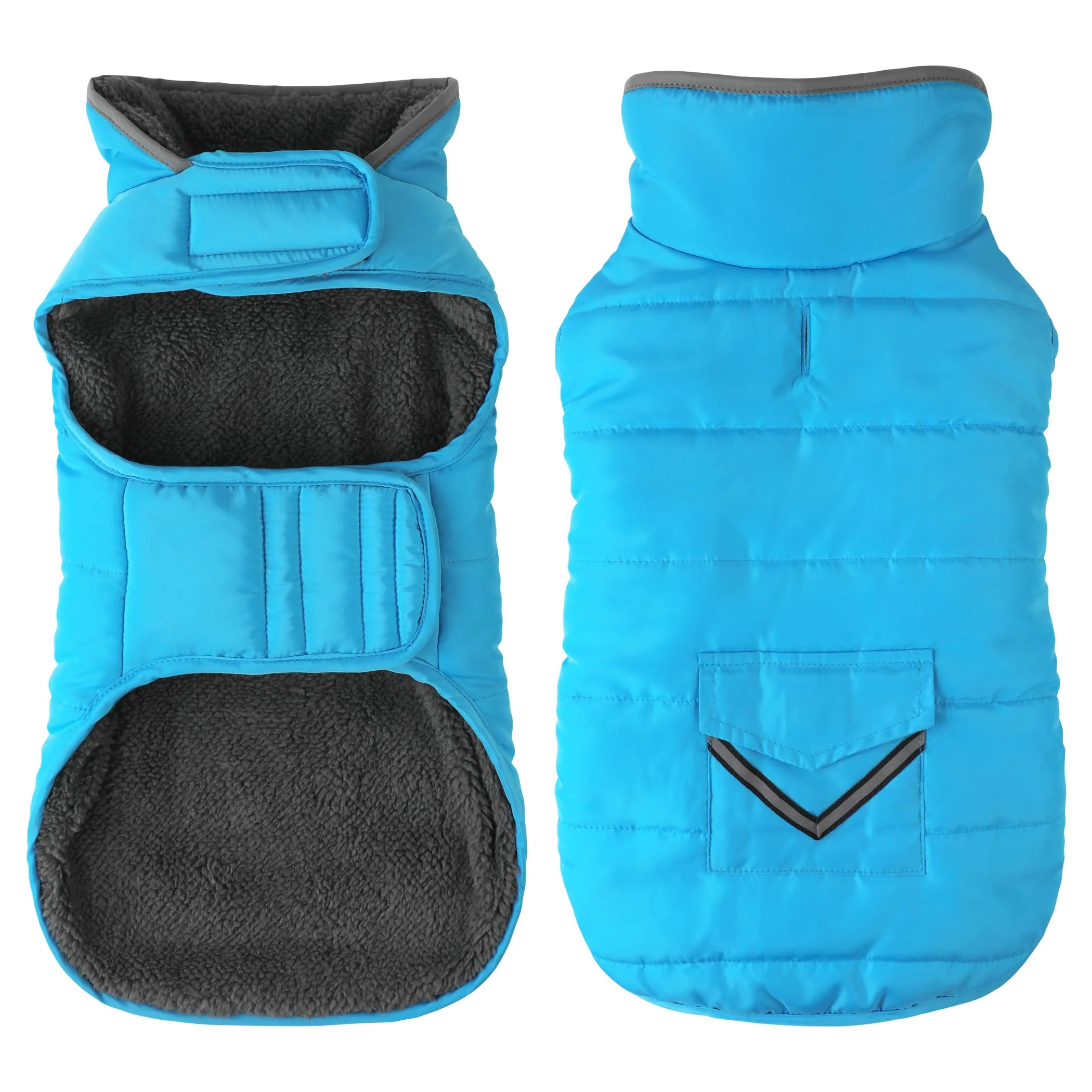 World-Class Petglad Dog Coat - Waterproof Winter Jacket with Pocket Reflective Stripes - Sky Blue M Healthy