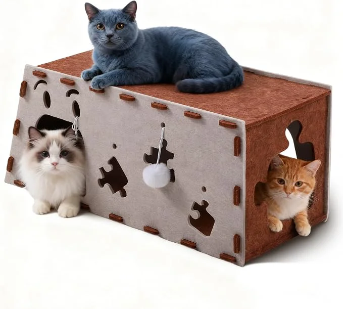 Sustainable Large Felt Cat Cave Tunnel Elegant