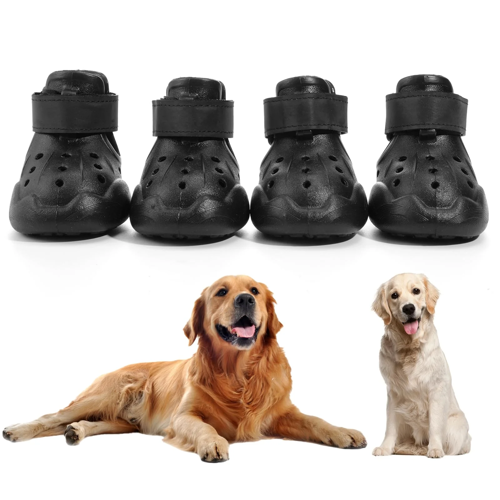 Organic DOGOYS Dog Shoes - Non-Slip Waterproof Boots with Adjustable Straps for Hot Pavement Snow Summer Consistent