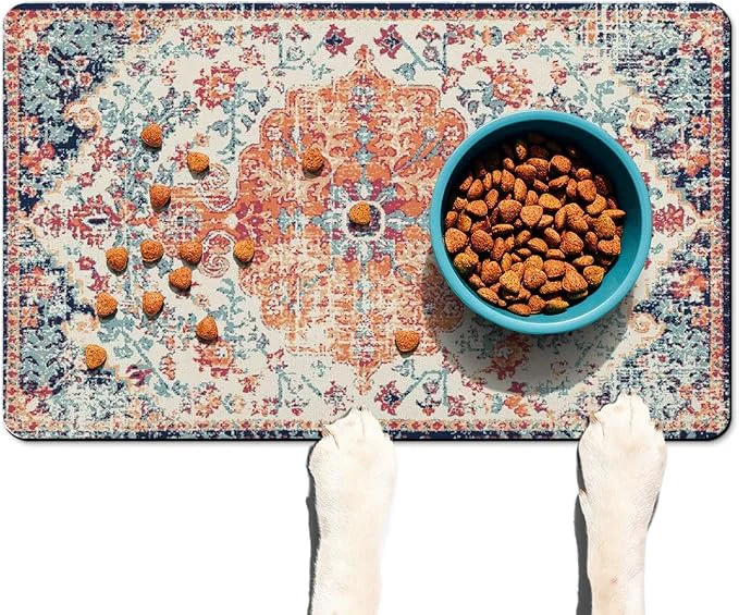 Artisan Absorbent Pet Dog Bowl Mat for Food and Water Pet Cat Food Feeding Mat Breathable