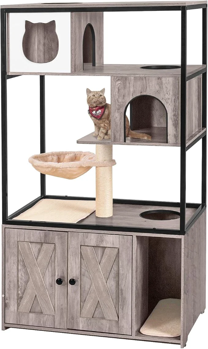 Reusable Aivituvin Cat Litter Box Enclosure Litter Box Furniture Hidden Wooden Cat Flexible