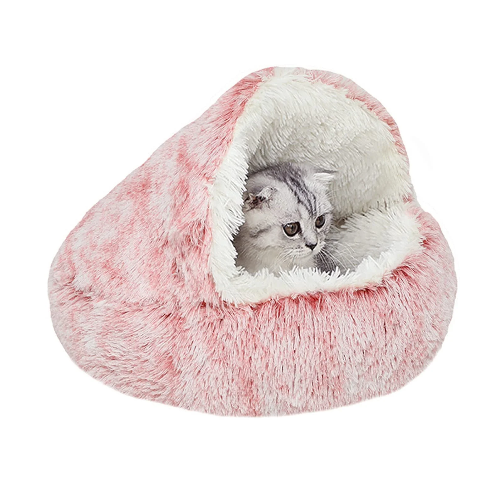Breathable YUDANSI Cat Bed Hooded – Pink 20in Donut Nest for Small Cats Dogs Flexible