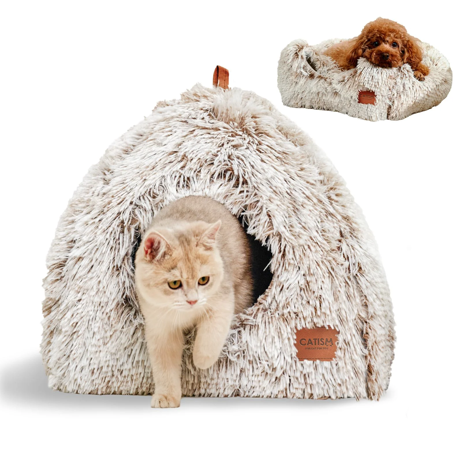 World-Class CATISM Cat Bed 2-in-1 Foldable Cat Cave – Self-Warming Non-Slip Washable Pillow Soft