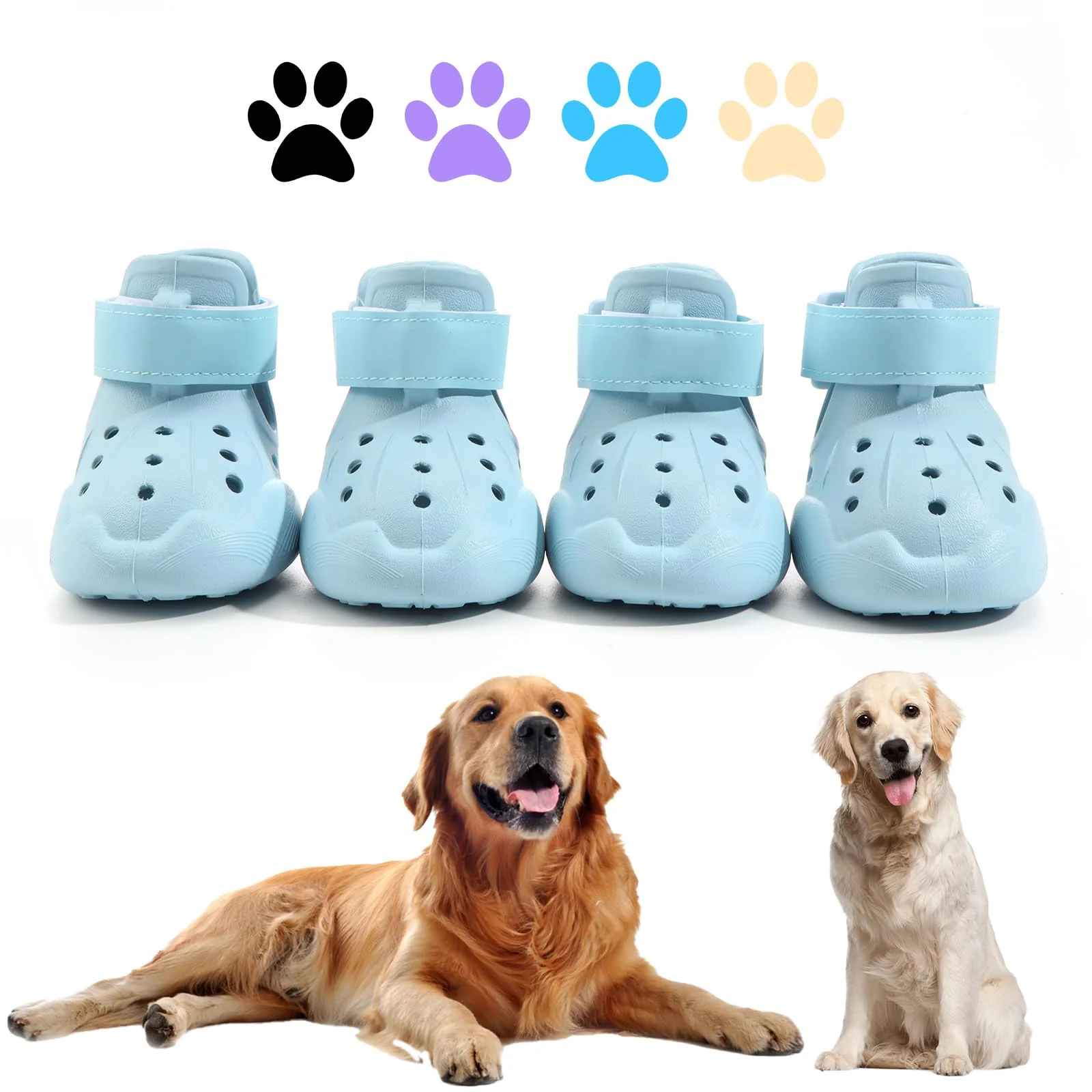 Top-Quality DOGOYS Dog Shoes — Non-Slip Waterproof Boots for Hot Pavement and Snow Adjustable Straps Blue 4 Pcs Minimalist