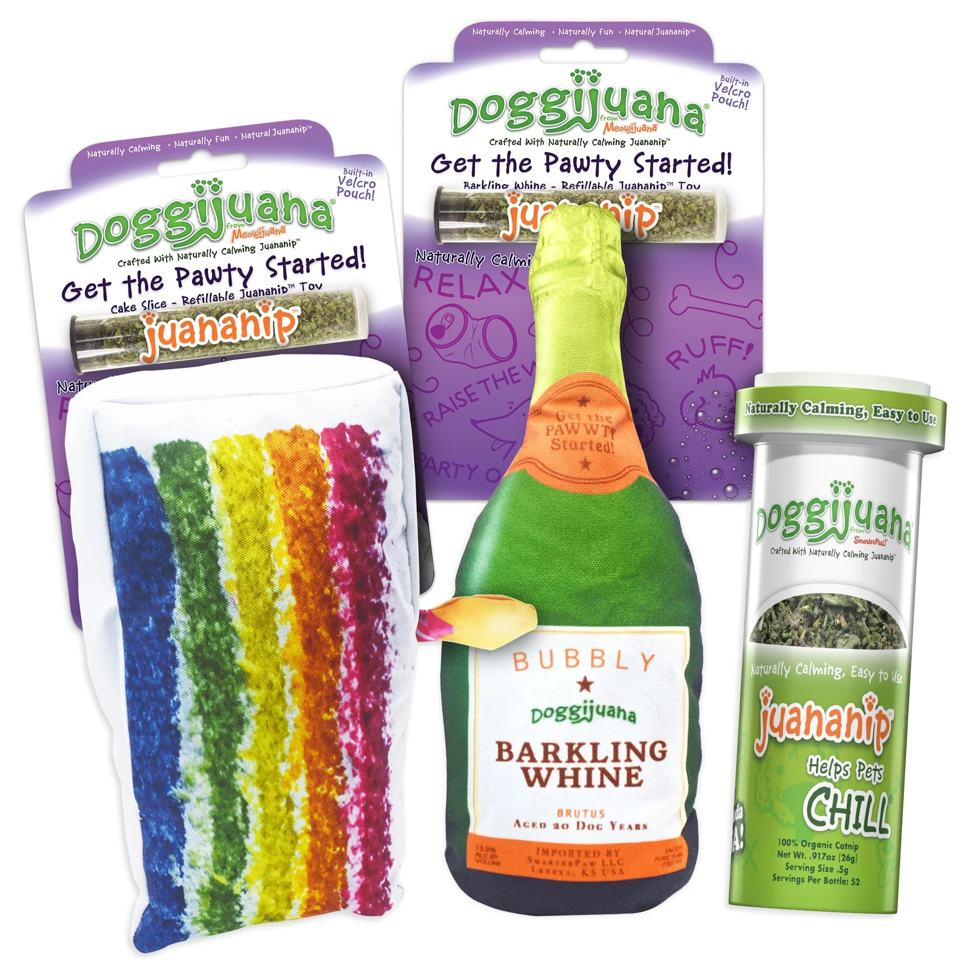 Outstanding Doggijuana Refillable Juananip Toy Bundle — Interactive Plush Dog Toy with Organic Catnip Versatile