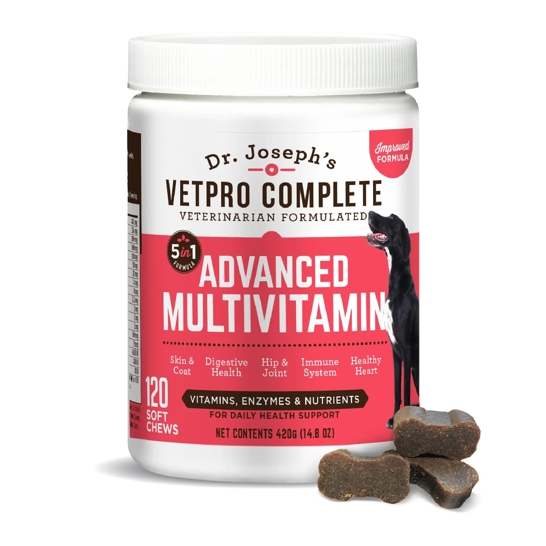 Artisan VetPro Complete Dr. Joseph s Multivitamin for Dogs – 120 Count Large Dog 60‑Day 5in1 Chew with Probiotics Joints Immunity Stylish