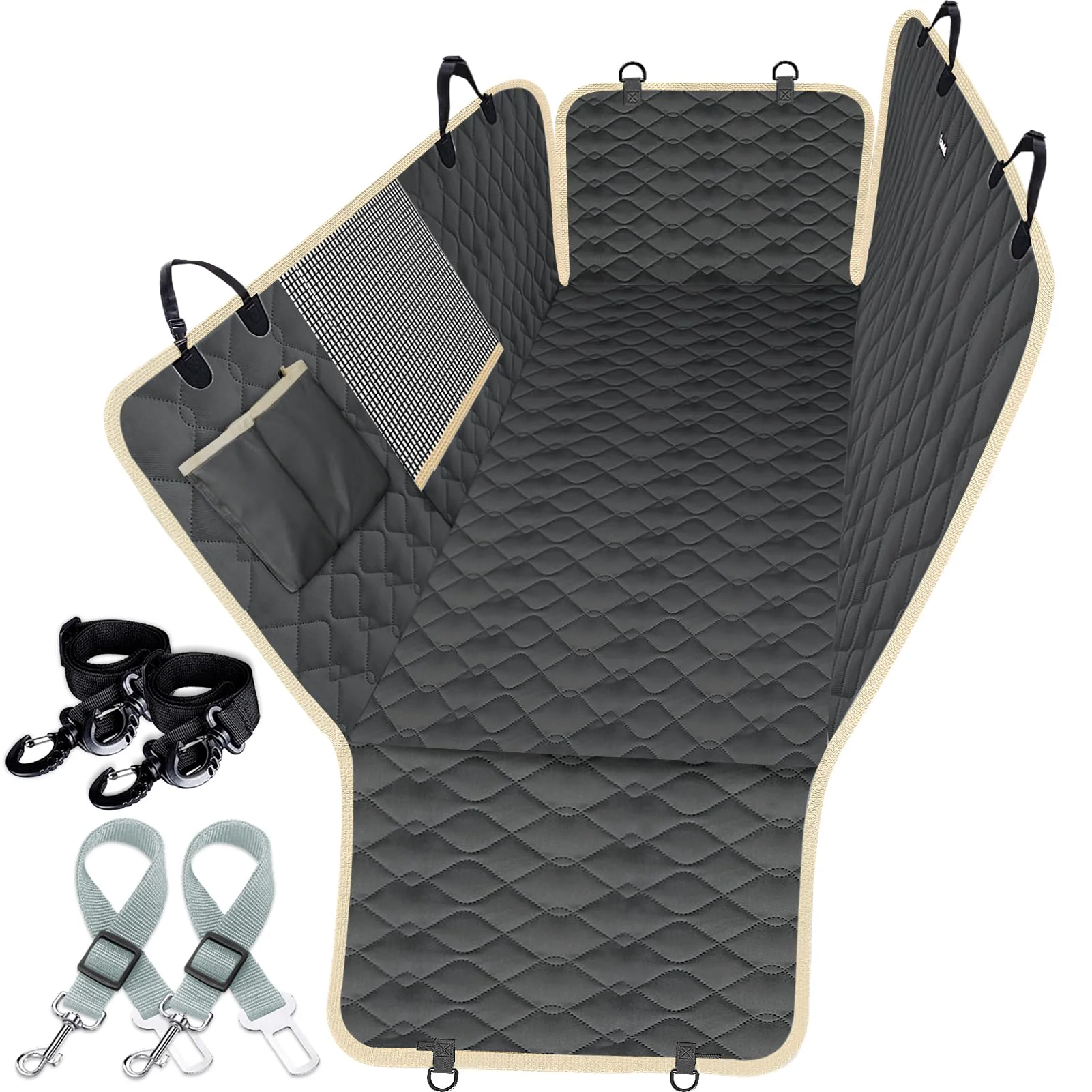 Optimized Lassie Dog Car Seat Cover – Waterproof Hammock with 2 Seat Belts for Back Seats Universal Fit Versatile