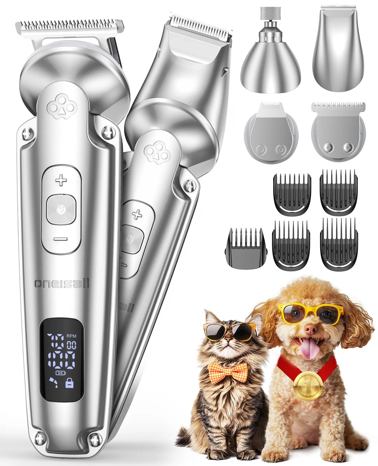 Smooth oneisall Small Dog Clippers – Low-Noise 4-in-1 Cordless Grooming Kit 7000 RPM Official