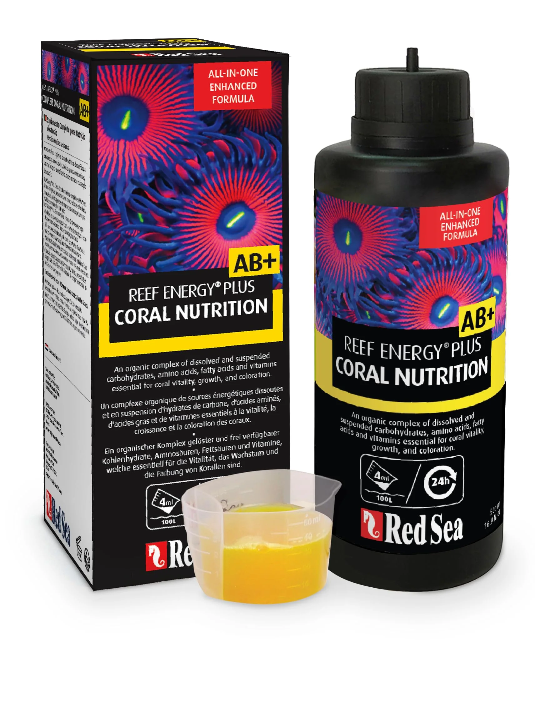 Lightweight Red Sea Reef Energy Plus 500ml AB All-in-One Coral Food for Saltwater Aquariums Soft LPS SPS Non-Photosynthetic Corals Verified
