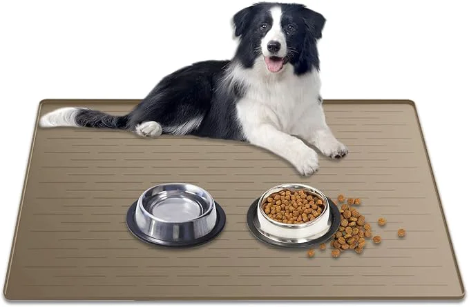Carefully Designed Large Dog Mat for Food and Water 31.8 x23.8 Silicone Pet Feeding Mats Superior