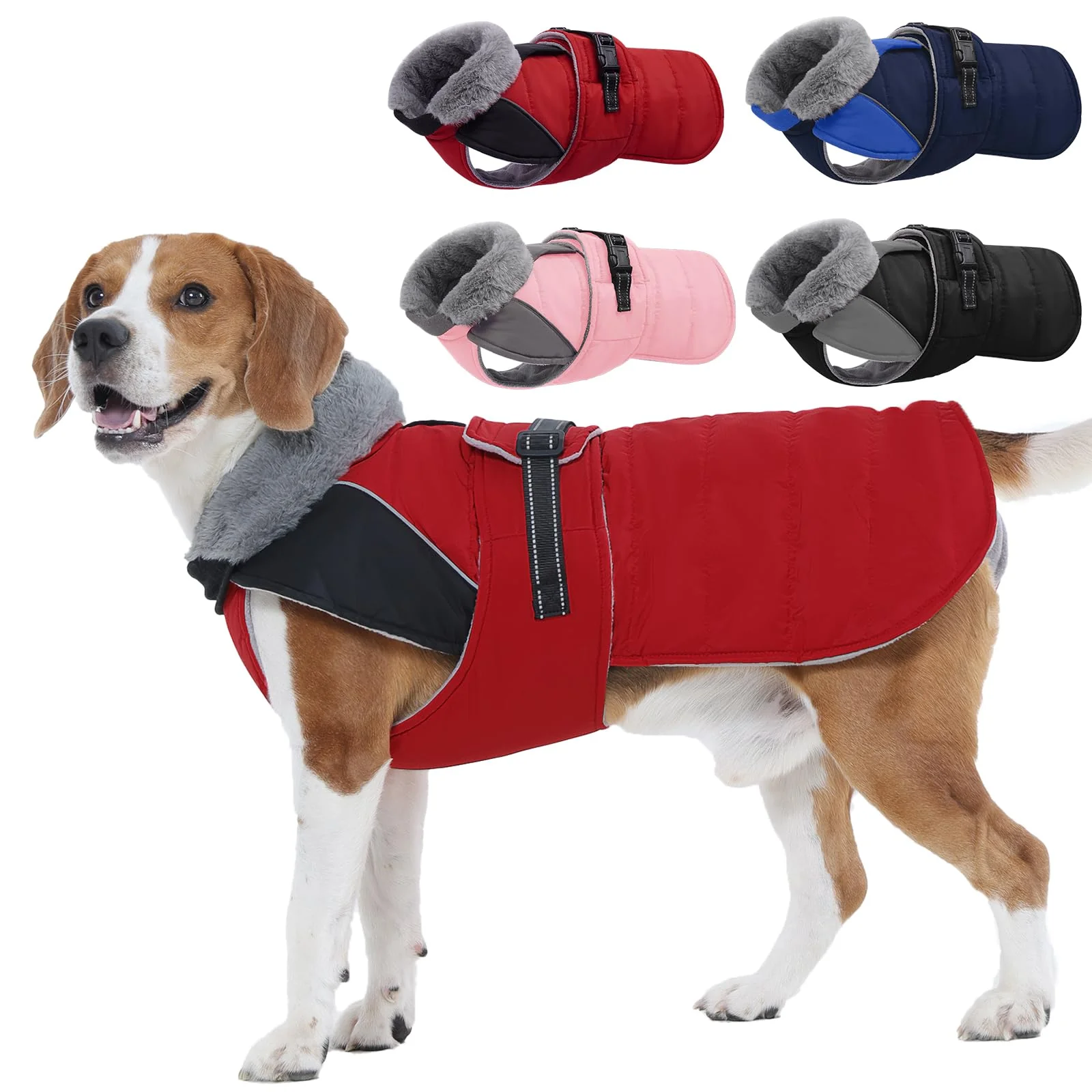 Top-Quality Nanaki Warm Dog Coat for Winter – Fleece-Lined Water-Resistant Reflective Snow Coat Red L Dependable