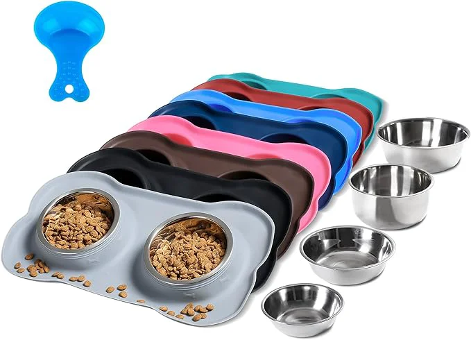 Minimalist Hubulk Pet Dog Bowls 2 Stainless Steel Practical