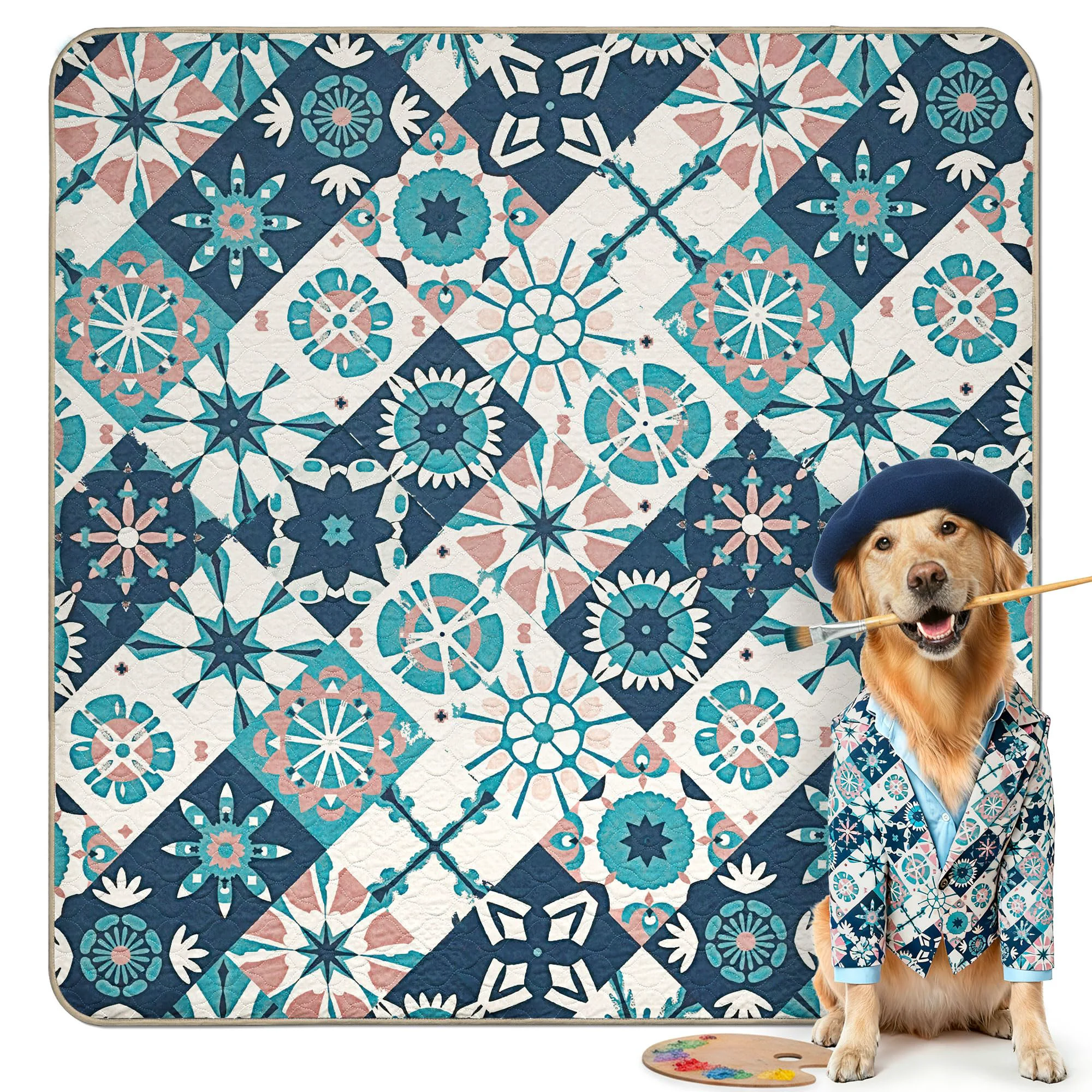 Consistent FXW Washable Pee Pads for Dogs – 63 Square Tie-Dye Beige 8-Panel Playpen Fit Sophisticated
