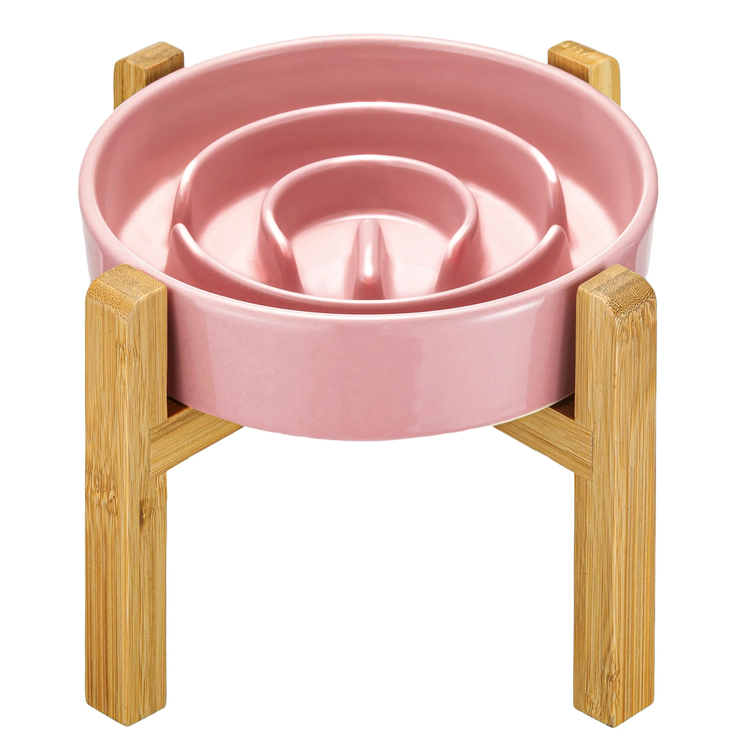 Original MOPANG Ceramic d Slow Feeder Dog Bowl – Puzzle Maze 8-Inch 30oz Pink 2.0 Cups for Medium Large Dogs Detailed