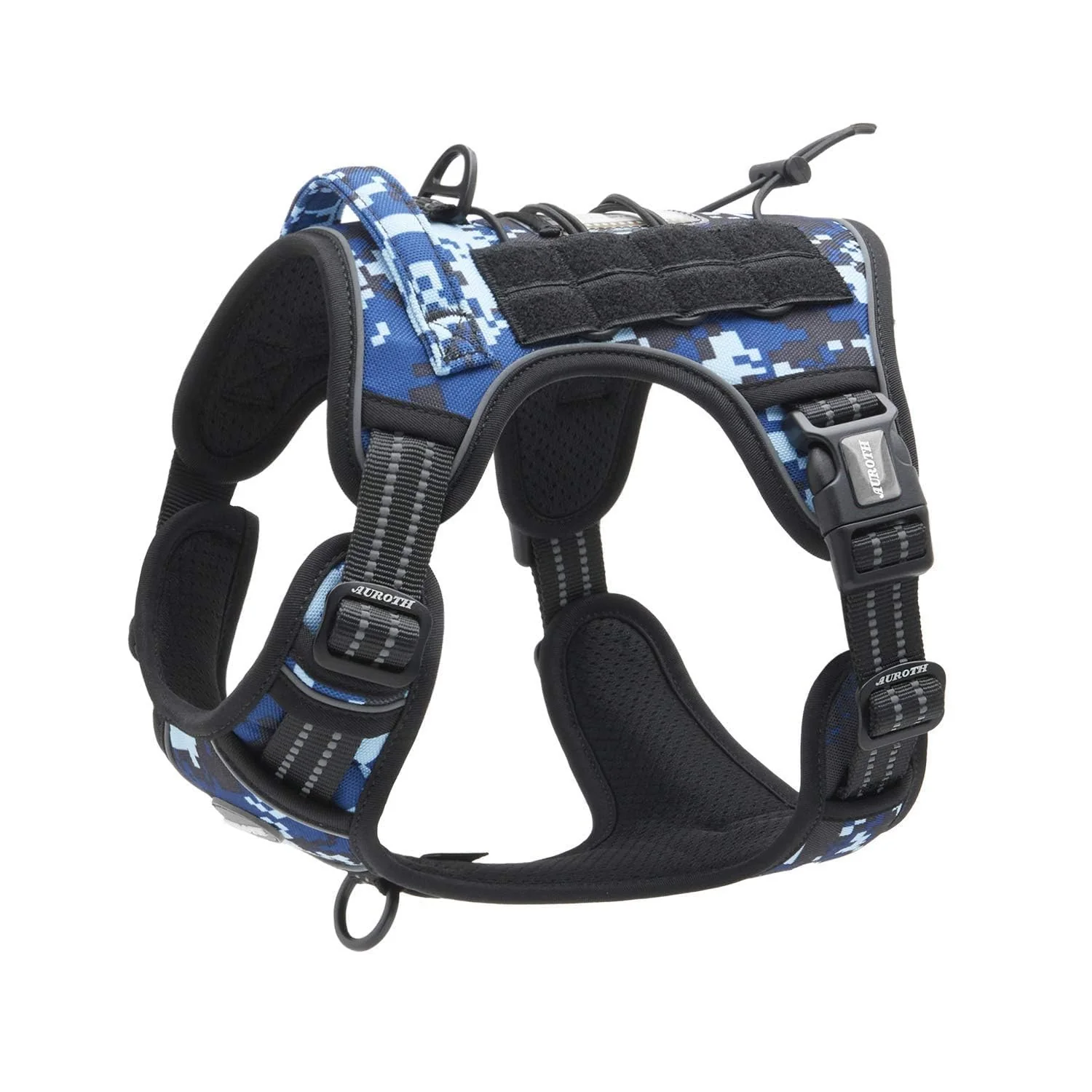 Superior AUROTH Tactical No-Pull Dog Harness with Front Clip Molle Reflective – Blue Camo M Exclusive