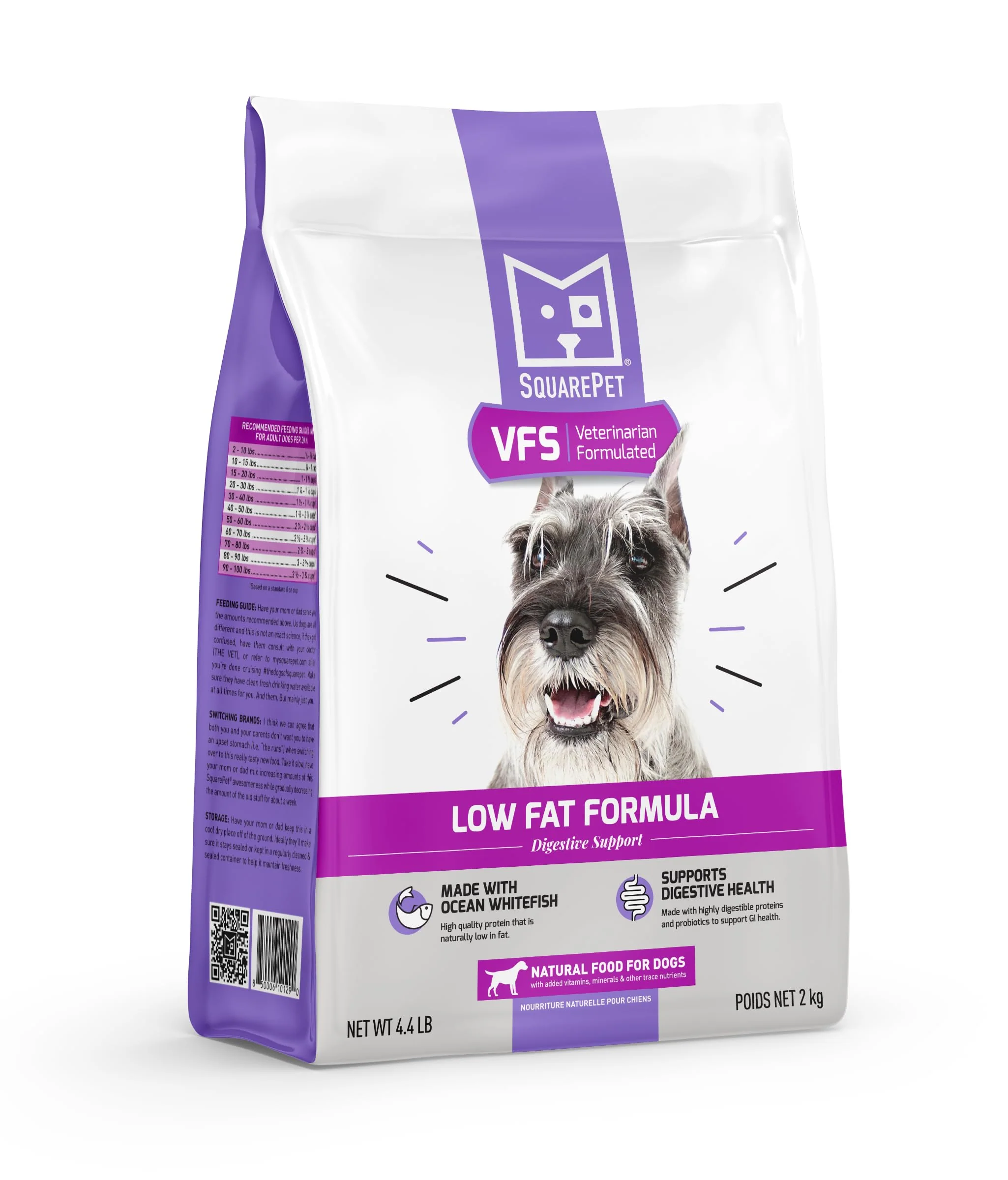 Relaxed SquarePet VFS Low Fat Lean Whitefish Dry Dog Food – 4.4lb Vet-Formulated Digestible High-Performance