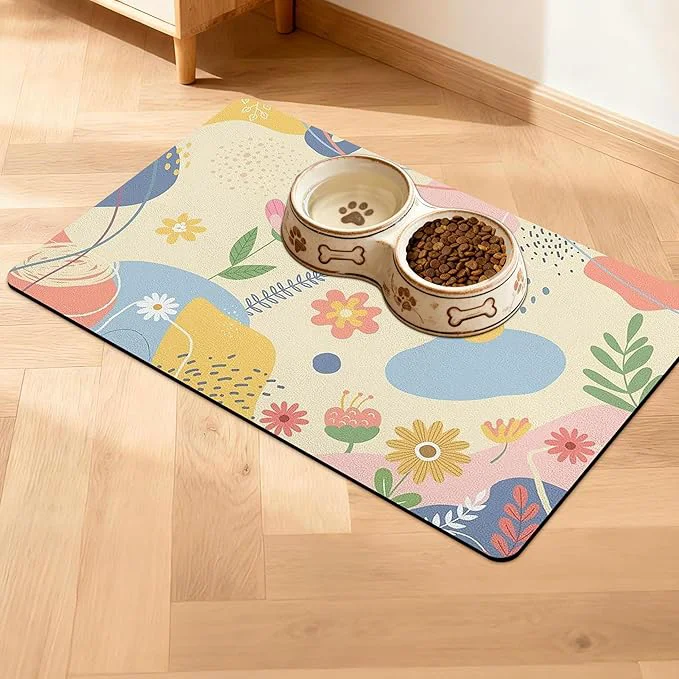 Next-Generation Pet Feeding Mat for Floors Waterproof Dog Mat for Food and Water Absorbent Expertly Made