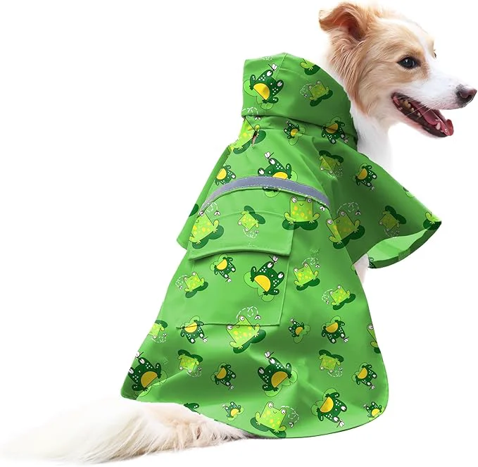Traditional NACOCO Large Dog Raincoat Adjustable - Pet Frog Water Proof Clothes Lightweight Rain Jacket Poncho Hoodies with Strip Reflective Green M Green Frog About ThisOverview Enhanced