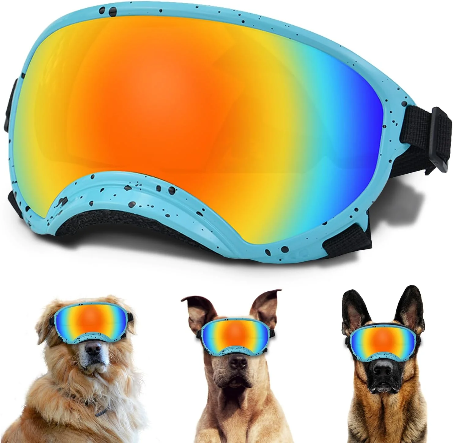 Verified Large Dog Sunglasses with Adjustable Strap UV Protection Winproof Dog Puppy Sunglasses Suitable for Medium-Large Dog Pet Glasses Dogs Eyes Protection，Soft Dog Goggles Lightweight