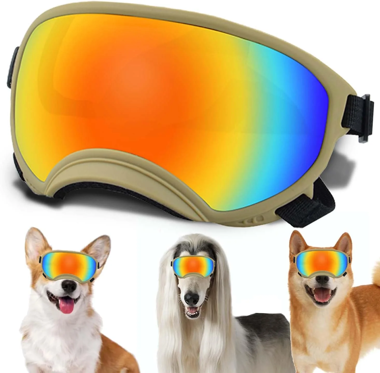Dependable Medium Dog Sunglasses with Adjustable Strap UV Protection Winproof Dog Puppy Sunglasses Suitable for Medium Dog Pet Glasses Dogs Eyes Protection Soft Dog Goggles Efficient