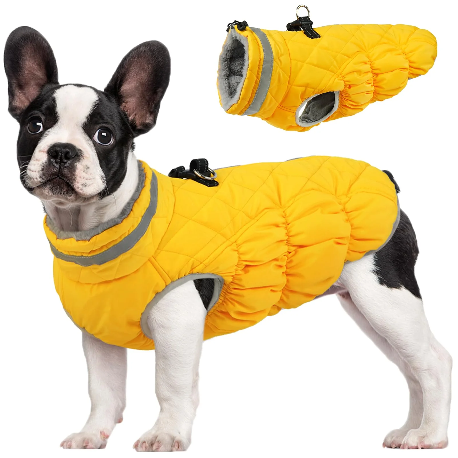 Top-Quality FUAMEY Waterproof Dog Winter Coat with Built-in Harness – Reflective Fleece Jacket for Small Dogs Genuine