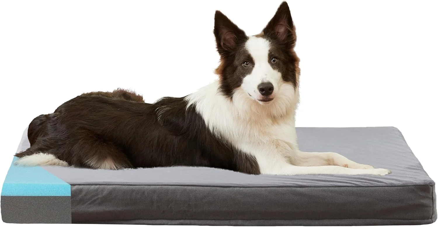 Original Orthopedic Memory Foam Bed for Large Dogs Waterproof Cooling Pet Mats for Crate with Removable Washable Cover I for Arthritic Dogs Large plus-36 x 27 x 3 Short Plush Fast