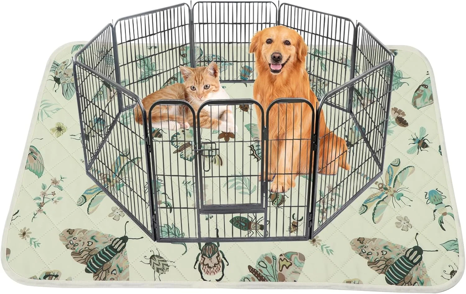 Excellent IEUUMLER Washable Pee Pads for Dogs 1 Pack Insect Pattern Reusable Waterproof Puppy Potty Pads Non-Slip Absorbent Pet Training Pads for Playpen Crate Bed EU014 Enhanced