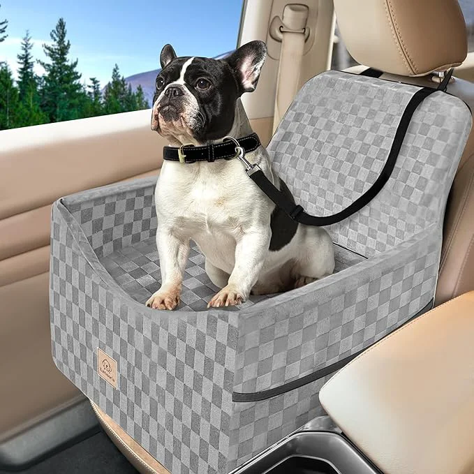 Innovative Dog Car Seat for Small and Medium Dogs Up to 35 lbs –Memory Foam Dog Booster Seat with Safety Leash Storage Pockets Fits Front Back Car Seats Removable Washable Cover – GrayAbout ThisOverview Authentic