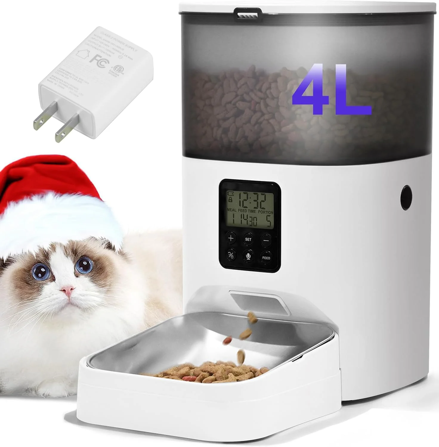 Consistent Andoll Home Automatic Cat Feeder 4L – Timed Meals 10s Voice Recorder Jade White Comfortable