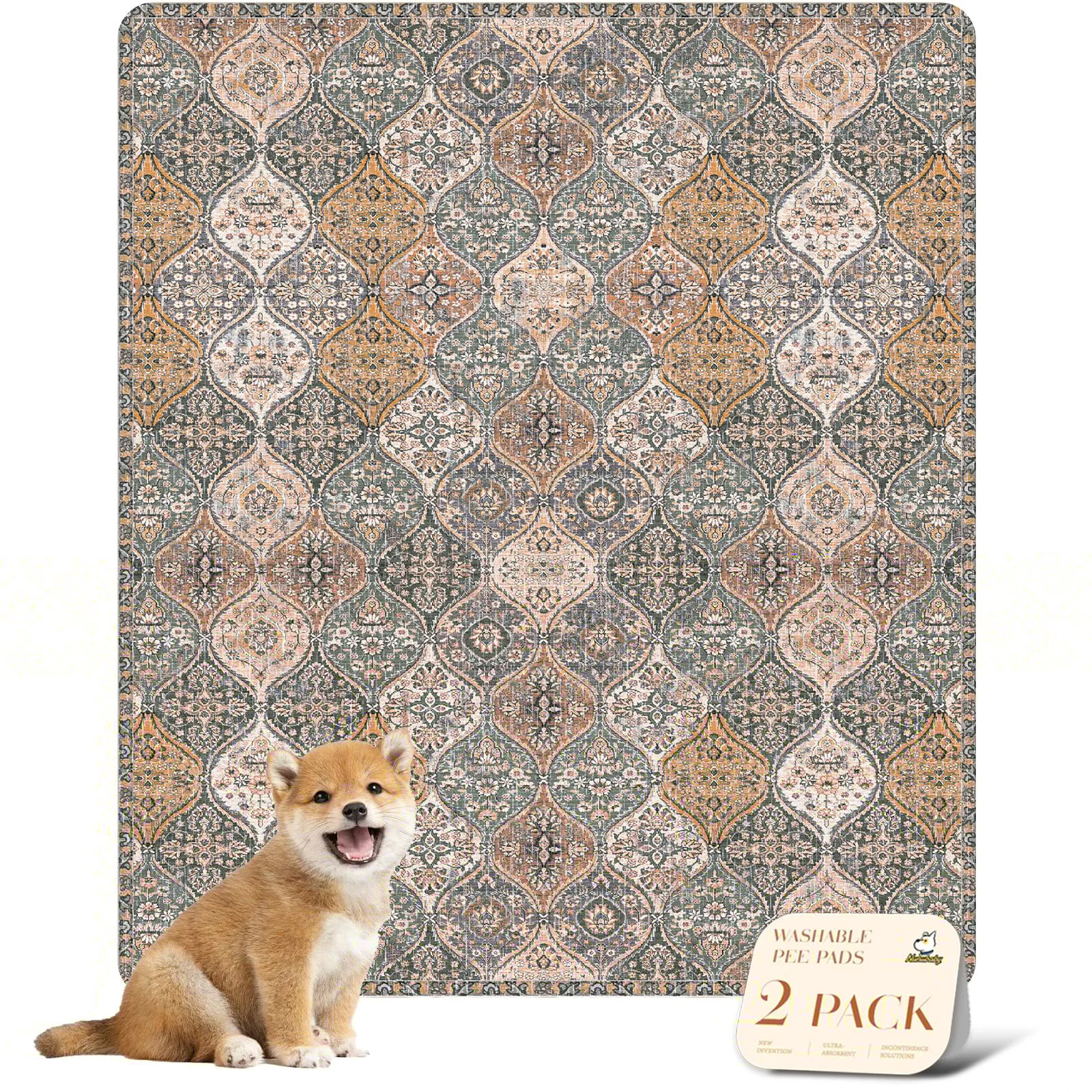 Smooth Nunubaby Washable Pee Pads for Dogs — Leak-Proof Non-Slip Reusable 31 x 36 Brown Multi Stylish
