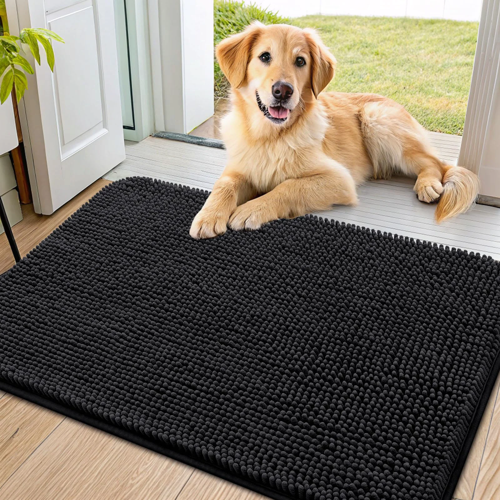 Exceptional Smiry Dog Door Mat 36x24 Absorbent Non-Slip Indoor Entryway Mat Organic