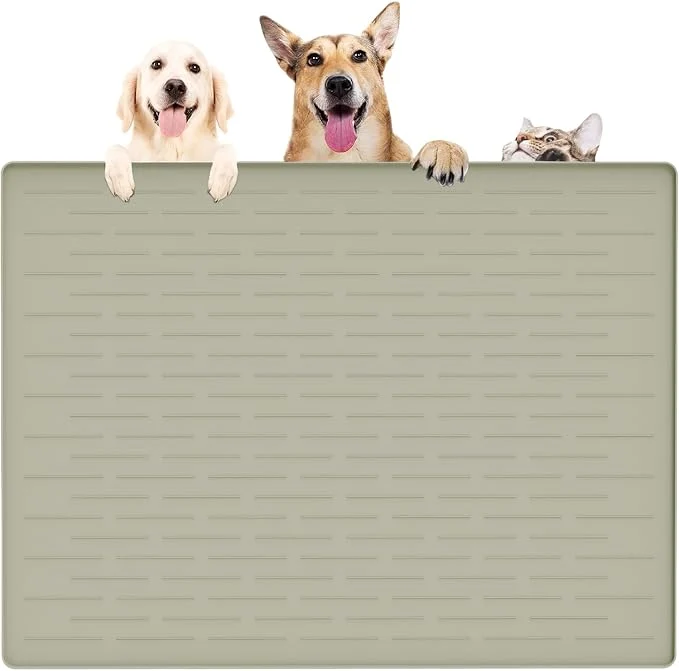 Clean 39.4 x29.5 Largest Pet Food Mat Silicone Dog Mats Minimalist