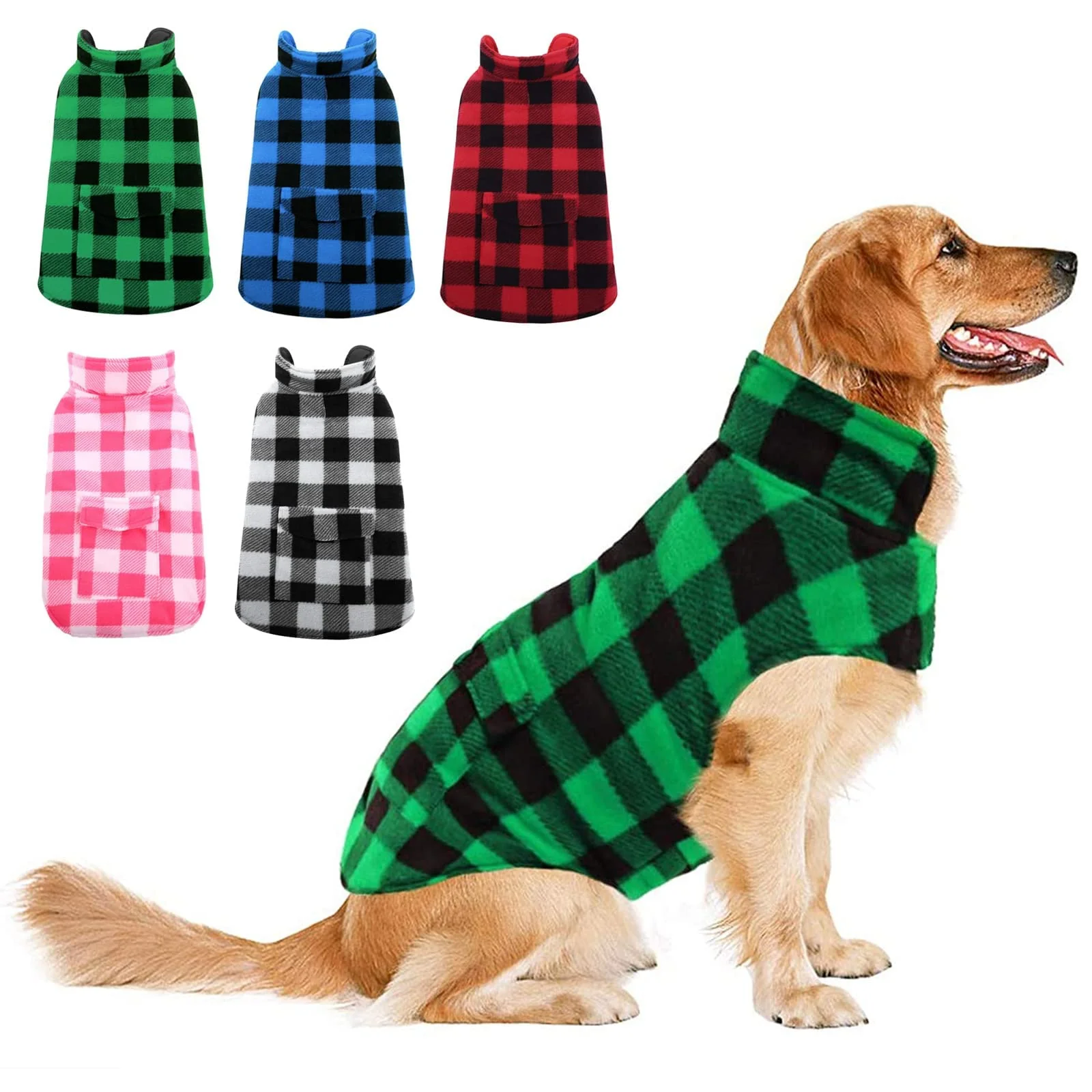 Eco-Friendly ASENKU Dog Winter Coat – Reversible Plaid Fleece Jacket Waterproof Windproof XL Top-Quality